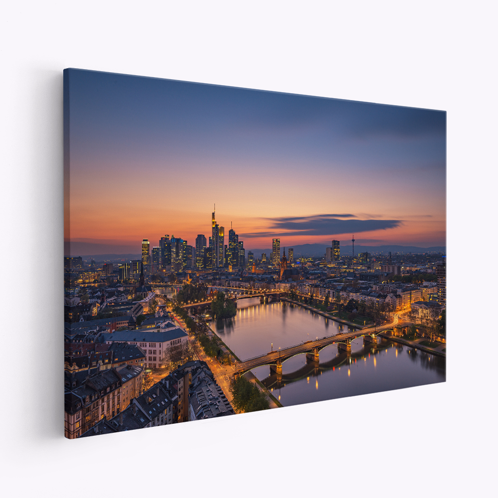 Toile - Frankfurt Skyline at sunset