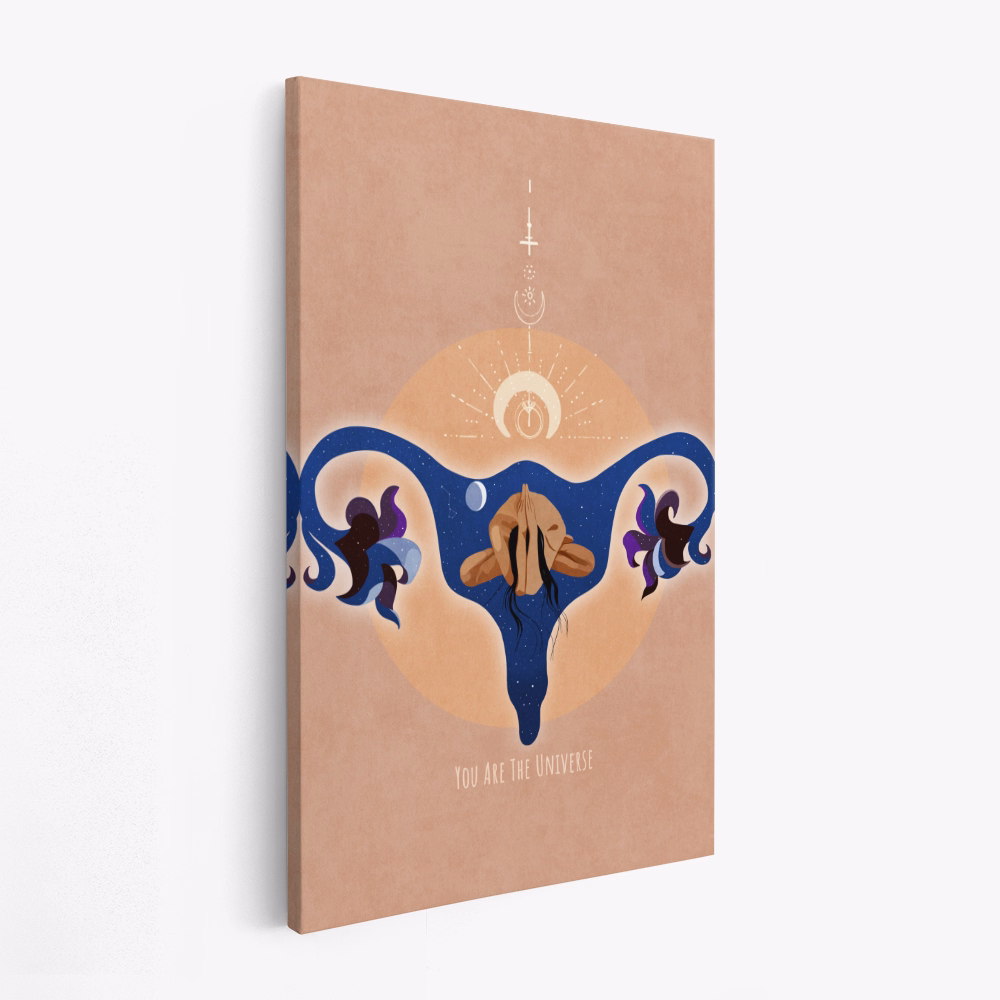 Toile - Spiritual, Feminine, Energy, Stars, Moon, Vulva, Meditation, Yoga, and Inspiration Poster Spir 1b